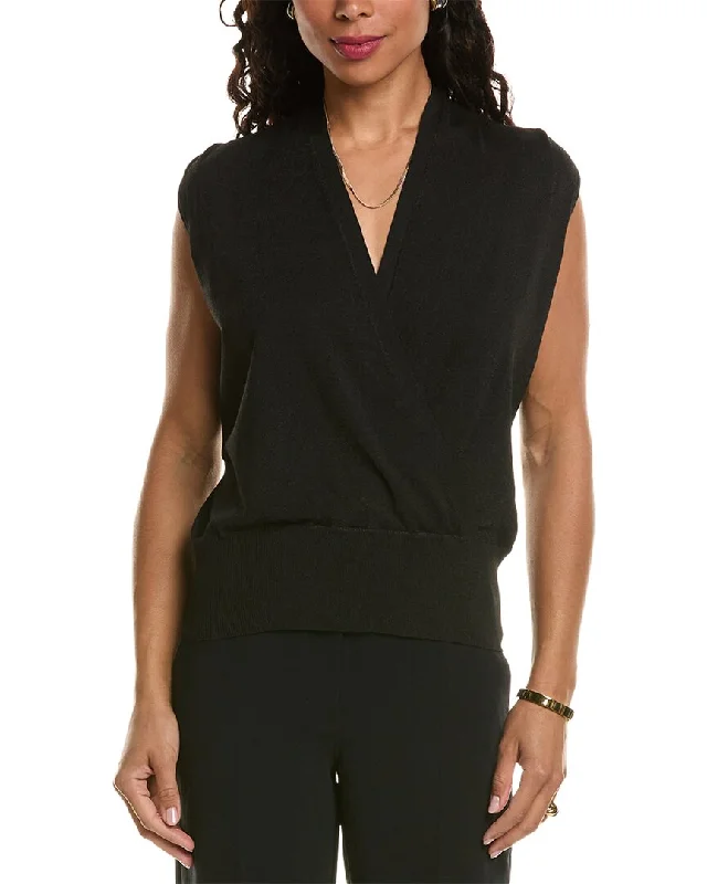 Elie Tahari Faux Wrap Sweater Cashmere Blend Cotton Blend Poly Blend