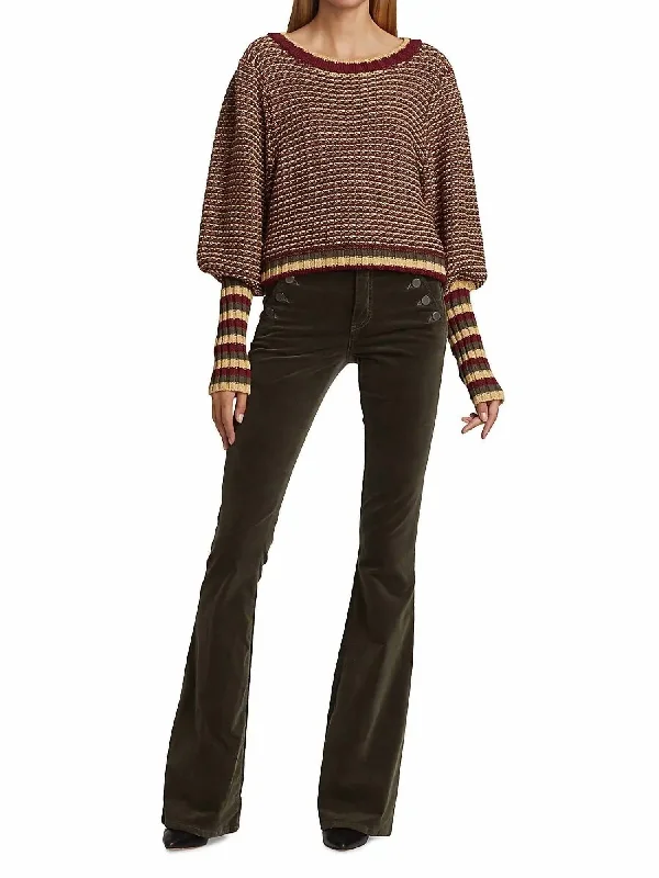 Hadar Sweater In Bordeaux Olive Butterscotch Knit Fabric Woven Fabric Fleece Fabric