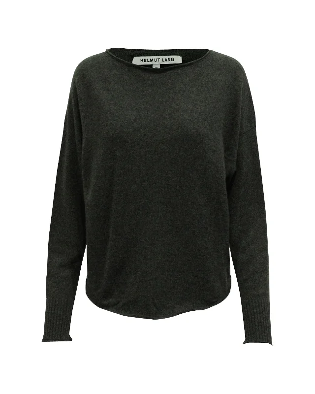 Helmut Lang Sweater in Grey Cashmere Ribbed Striped Patterned