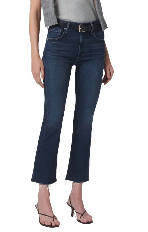 Isola Cropped Boot Jeans In Baltic Fashionable Raw Hem Bootcut Jeans
