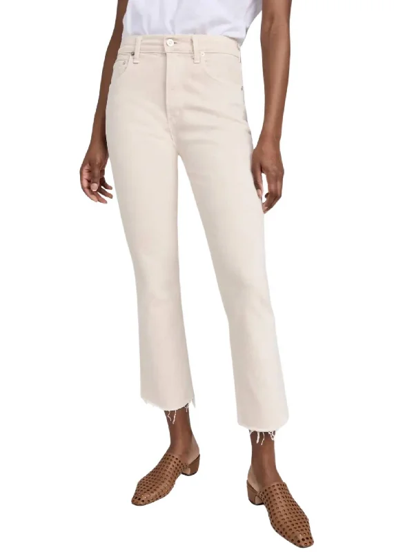 Isola Zip Cropped Boot Jeans In Almondette Trendy Pleated Waist Jeans