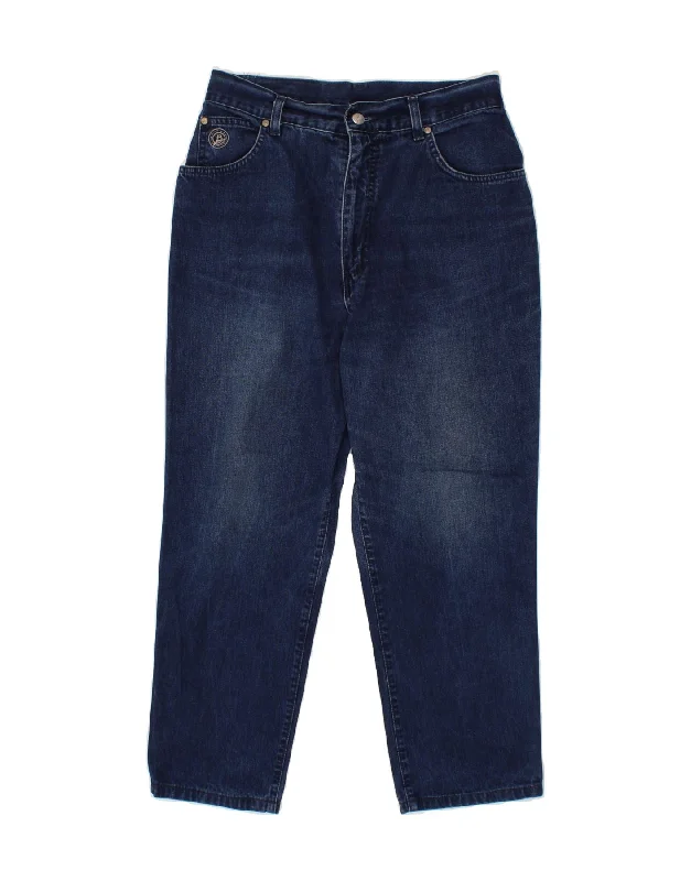 LAURA BIAGIOTTI Womens High Waist Cropped Jeans W33 L25 Blue Cotton Trendy Cut-Off Denim Shorts LAURA BIAGIOTTI Womens High Waist Cropped Jeans W33 L25 Blue Cotton Trendy Cut-Off Denim Shorts
