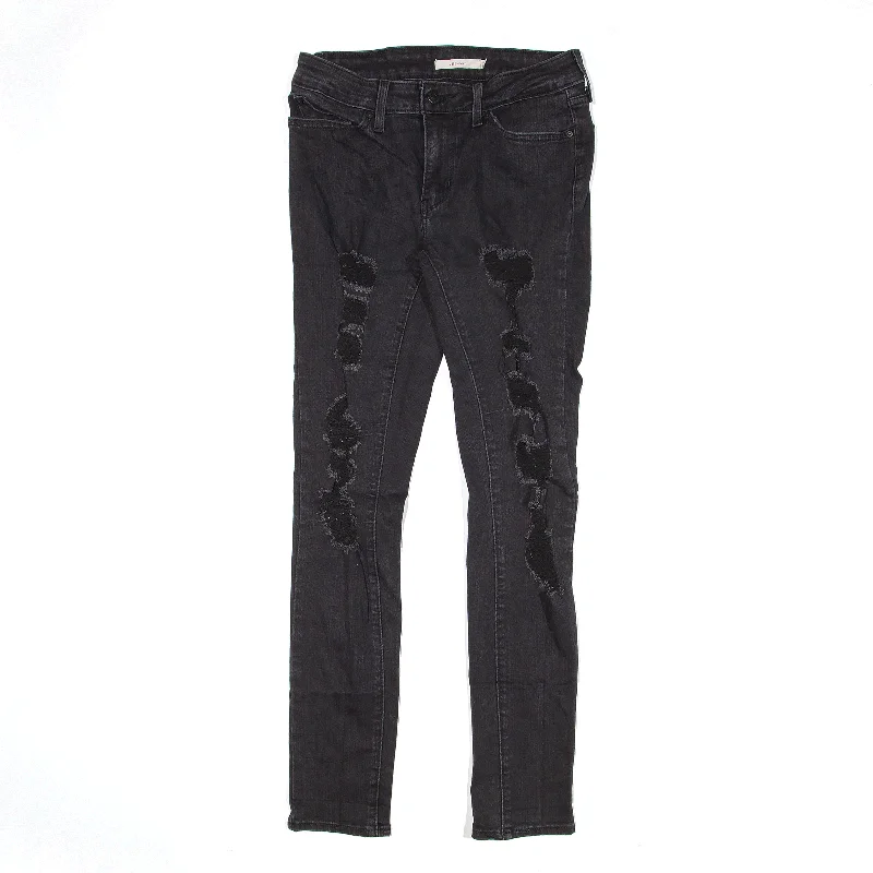 LEVI'S 711 Distressed Jeans Black Denim Slim Skinny Womens W27 L30 Stylish Plus Size Denim Jeans LEVI'S 711 Distressed Jeans Black Denim Slim Skinny Womens W27 L30 Stylish Plus Size Denim Jeans