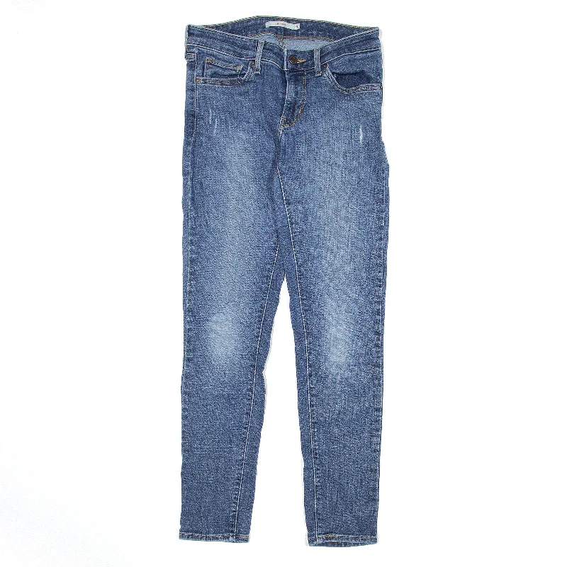 LEVI'S 711 Jeans Blue Denim Slim Skinny Stone Wash Womens W28 L30 Fashionable Raw Hem Bootcut Jeans LEVI'S 711 Jeans Blue Denim Slim Skinny Stone Wash Womens W28 L30 Fashionable Raw Hem Bootcut Jeans