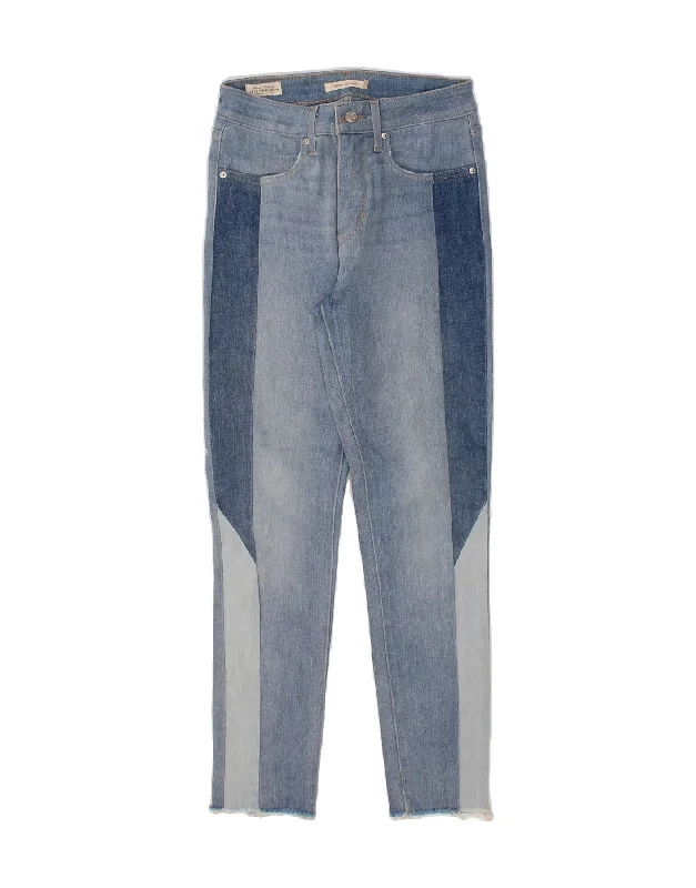 LEVI'S Womens 721 High Rise Skinny Jeans W27 L27 Blue Colourblock Cotton Trendy Button-Up High-Waist Jeans LEVI'S Womens 721 High Rise Skinny Jeans W27 L27 Blue Colourblock Cotton Trendy Button-Up High-Waist Jeans