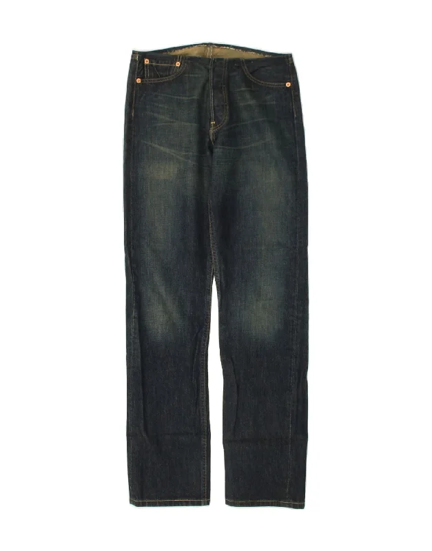 LEVI'S Womens Straight Jeans W27 L32 Navy Blue Cotton Elegant Bootcut Fit Jeans