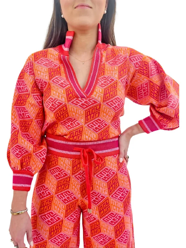 Lolli Sweater In Bright Block Spandex Rayon Corduroy