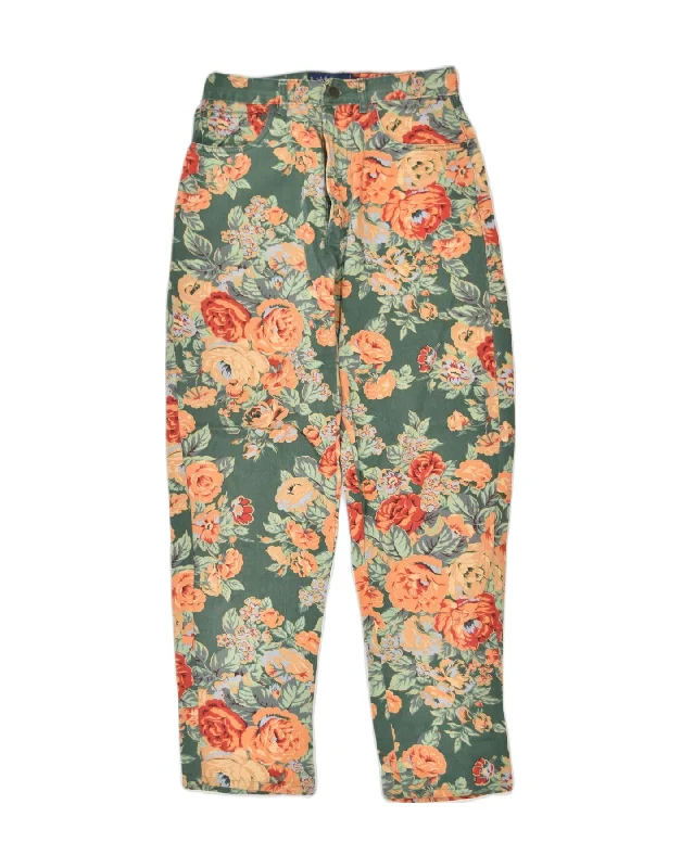 RALPH LAUREN Womens Tapered Jeans W28 L29 Multicoloured Floral Cotton 90s Trendy Cut-Off Denim Shorts RALPH LAUREN Womens Tapered Jeans W28 L29 Multicoloured Floral Cotton 90s Trendy Cut-Off Denim Shorts
