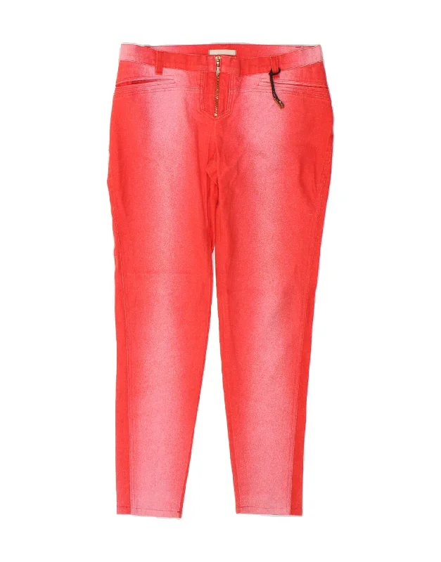 ROBERTO CAVALLI Womens Skinny Jeans Large W33 L31 Red Colourblock Cotton Trendy Pleated Waist Jeans ROBERTO CAVALLI Womens Skinny Jeans Large W33 L31 Red Colourblock Cotton Trendy Pleated Waist Jeans