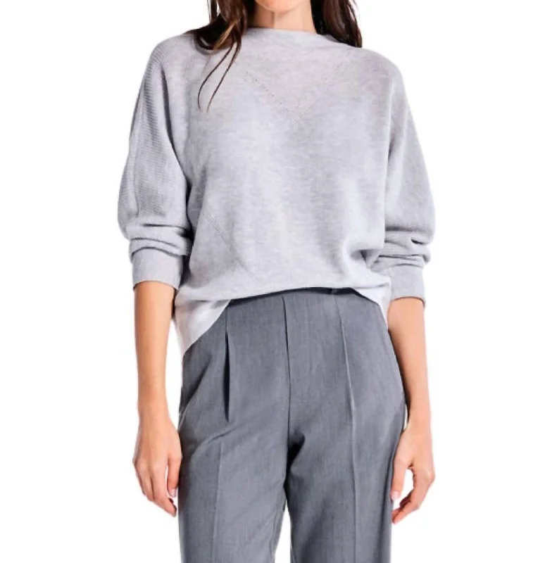 Shaker Knit Mock Sweater In Reflection Fitted Slim Tailored