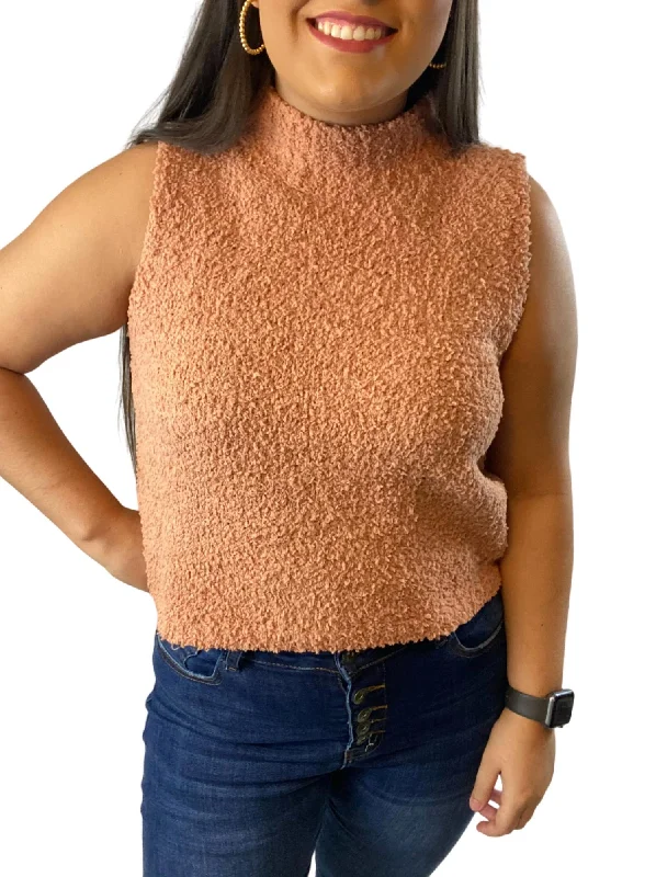 Sleeveless Sweater In Dusty Pink Chenille Blend Fleece Blend Nylon Blend