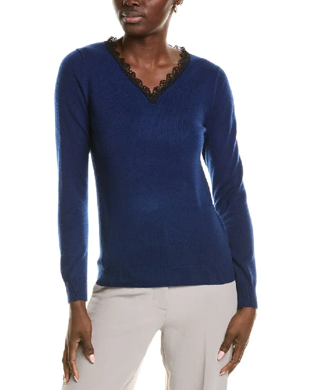 sofiacashmere Lace Trim Cashmere Sweater Satin Fabric Silk Fabric Chiffon Fabric
