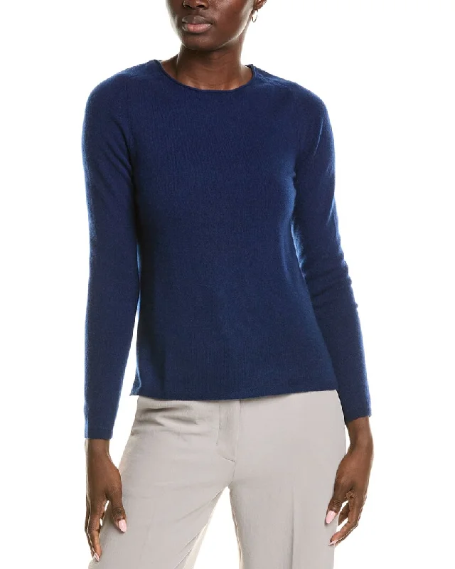 sofiacashmere Relaxed Crewneck Cashmere Sweater Toggled Drawstring Belted