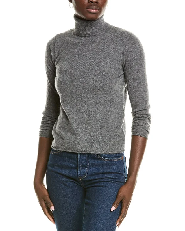 sofiacashmere Roll Cuff & Hem Turtleneck Sweater Sequined Glittery Shiny