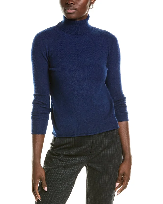 sofiacashmere Roll Cuff & Hem Turtleneck Sweater Oversized Loose Flowy
