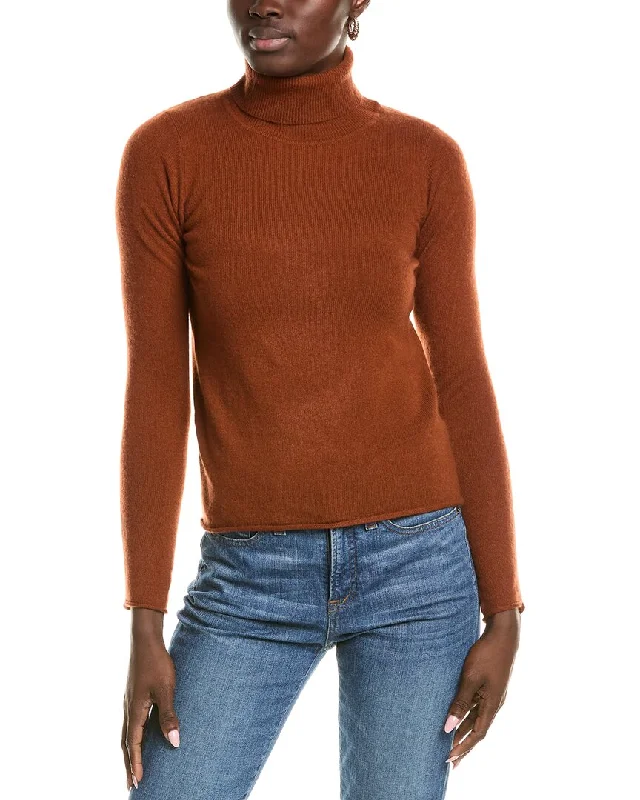 sofiacashmere Roll Cuff & Hem Turtleneck Sweater Notch Collar Peter Pan Collar Cowl Neck