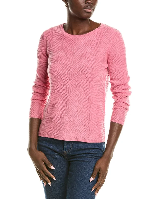 sofiacashmere Trellis Cable Cashmere Sweater Solid Color Striped Floral Print