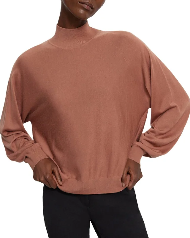Theory Blouson Wool-Blend Turtleneck Sweater Terry Blend Velvet Blend Canvas Blend