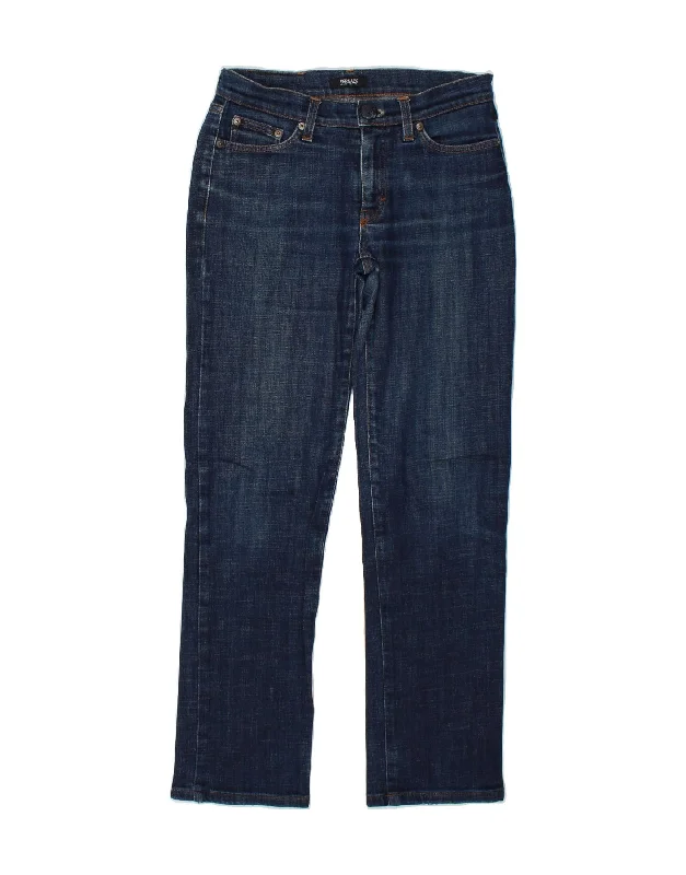 VERSACE Womens Slim Jeans W26 L29 Navy Blue Cotton Fashionable Raw Hem Bootcut Jeans VERSACE Womens Slim Jeans W26 L29 Navy Blue Cotton Fashionable Raw Hem Bootcut Jeans