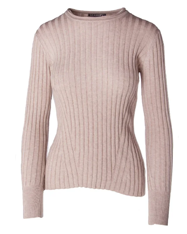 Women's Blair Ribbed Sweater In Biscotti Lightweight Heavyweight Midweight