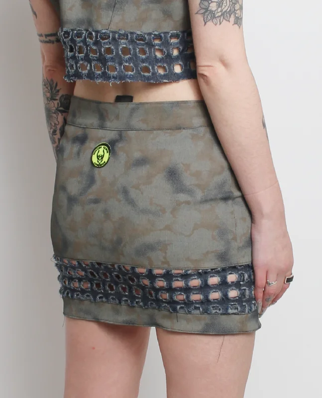 APOCALYPTIC SKIRT OLIVE CAMOUFLAGE V2 chiffon skirt floaty