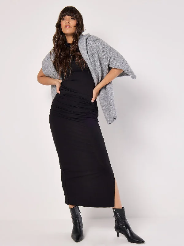 JERSEY RUCHED MIDI SKIRT velvet skirt plush