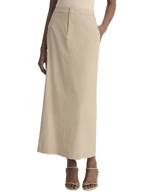 Vince Mid Rise Linen-Blend Maxi Skirt wool skirt thick