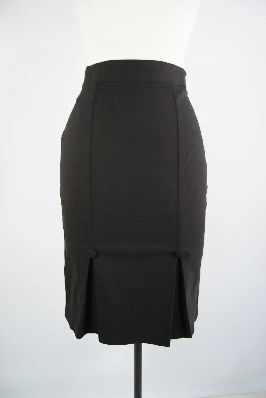 Black Pleated Pencil Skirt silk skirt lustrous