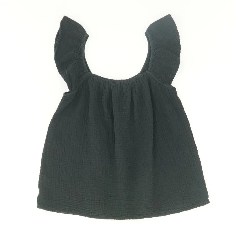 Black Solid Sleeveless Blouse Lightweight Linen Blouse