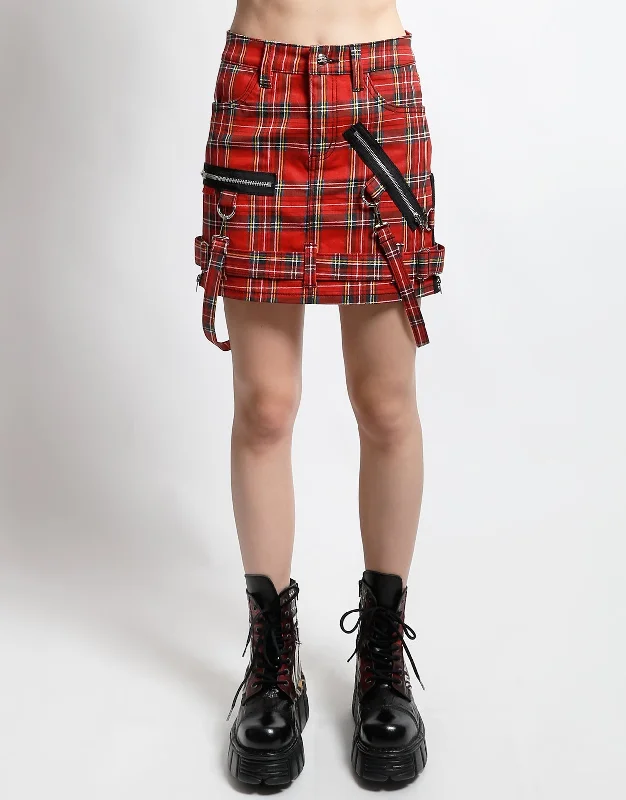 BONDAGE SKIRT RED PLAID cashmere skirt soft