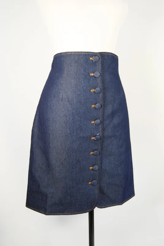 Button Jean Skirt pleated skirt texture