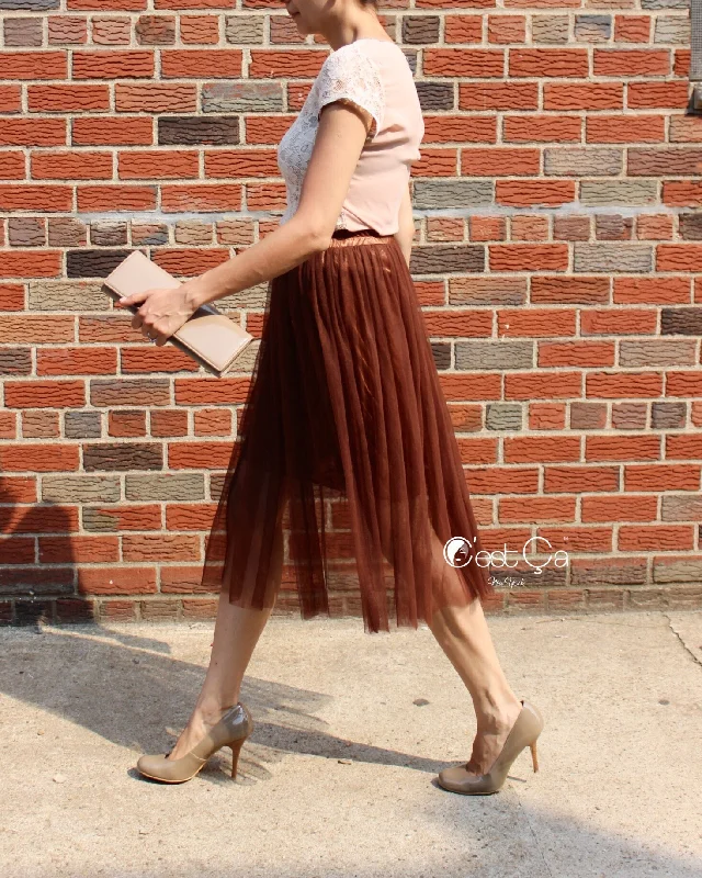 Coty Dark Brown Soft Tulle Skirt corduroy skirt durable