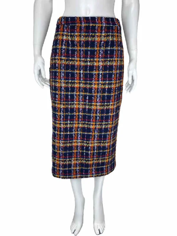 Halogen Women's Sparkle Tweed Midi Skirt Navy/Multi Size 8 with Tags relaxed fit skirt