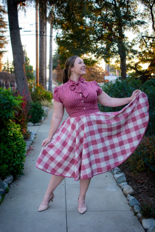 Haute Circle Skirt - Big Gingham, Rose summer skirt style