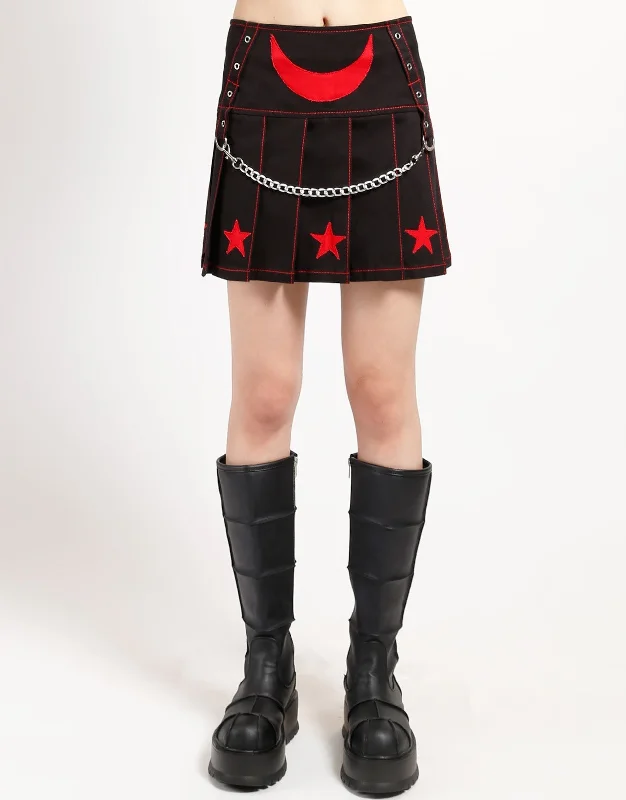 I AM A STAR PLEATED SKIRT RED corduroy skirt durable