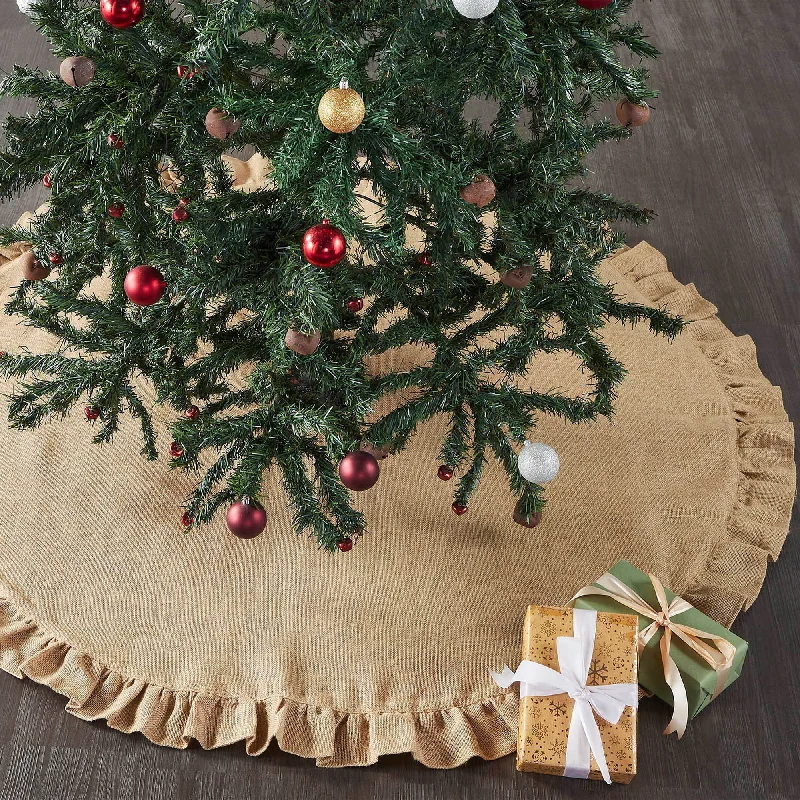 Jute Burlap Natural Christmas Tree Skirt 48 VHC Brands a-line skirt cut