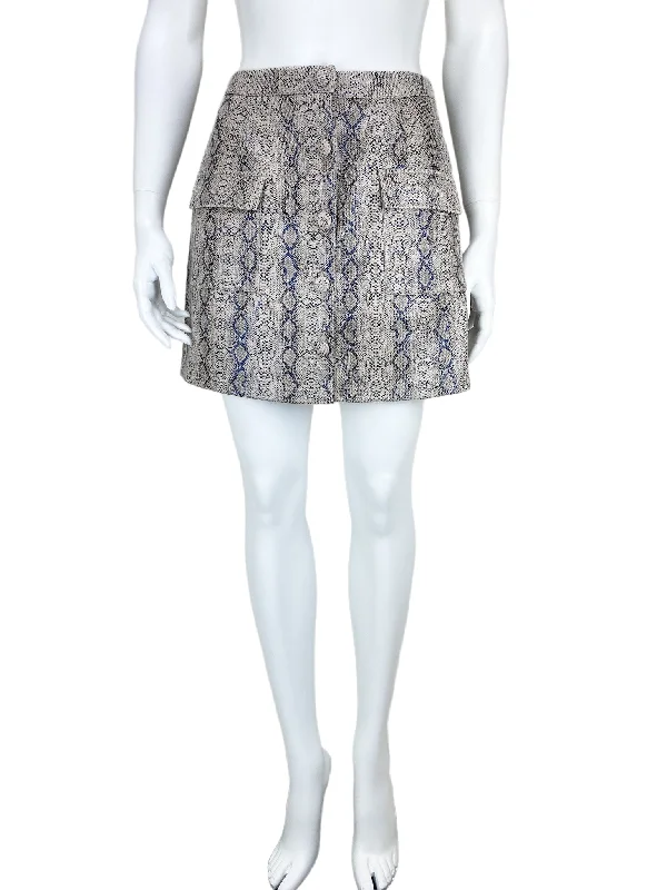 Mittoshop, Women's Faux Leather Snakeskin Mini Skirt, Taupe/Black , Size M summer skirt style