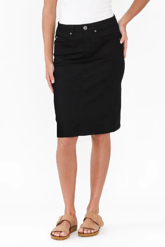 Palin Black Zip Front Skirt denim skirt classic