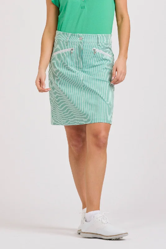 Portsea Green Stripe Pocket Skort pleated skirt texture