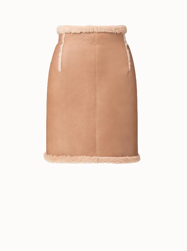 Reversible Shearling Short Skirt elastic waist skirt