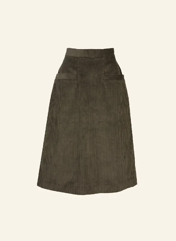 Cora - Green Corduroy Skirt belted skirt waist