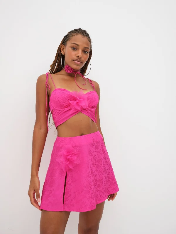 Sasha Pink Pleated Skirt high waist skirt