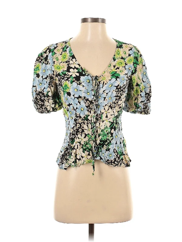 Short Sleeve Blouse Wrap Front Blouse