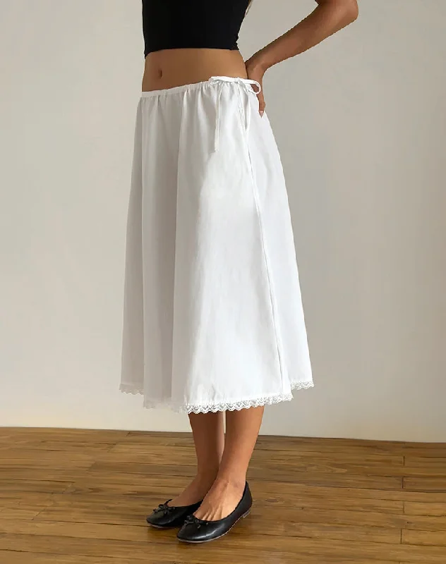 Taka Midi Skirt in Poplin White maxi skirt elegant