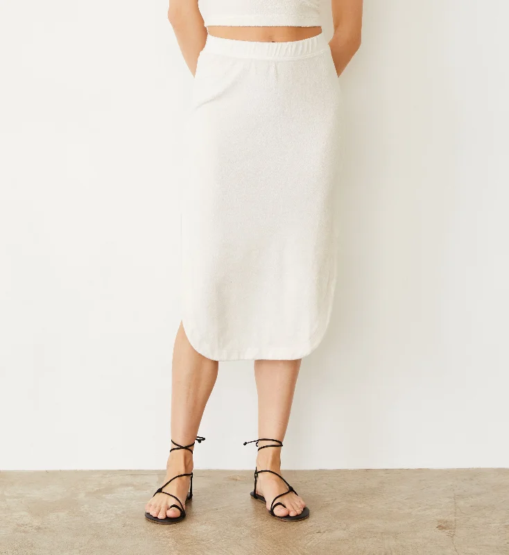 Terry Cloth Midi Skirt velvet skirt plush