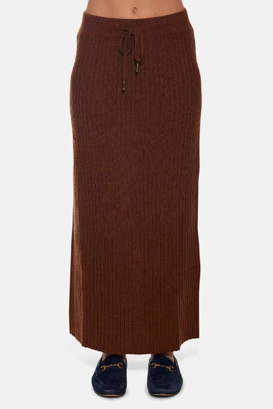 Gertrude Ribbed Maxi Skirt Brown lace skirt romantic