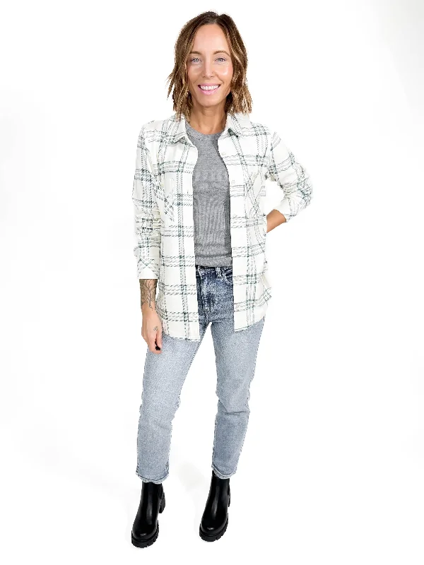 THREAD & SUPPLY Lewis Shacket- FOLIAGE PLAID Elegant Lace Blouse