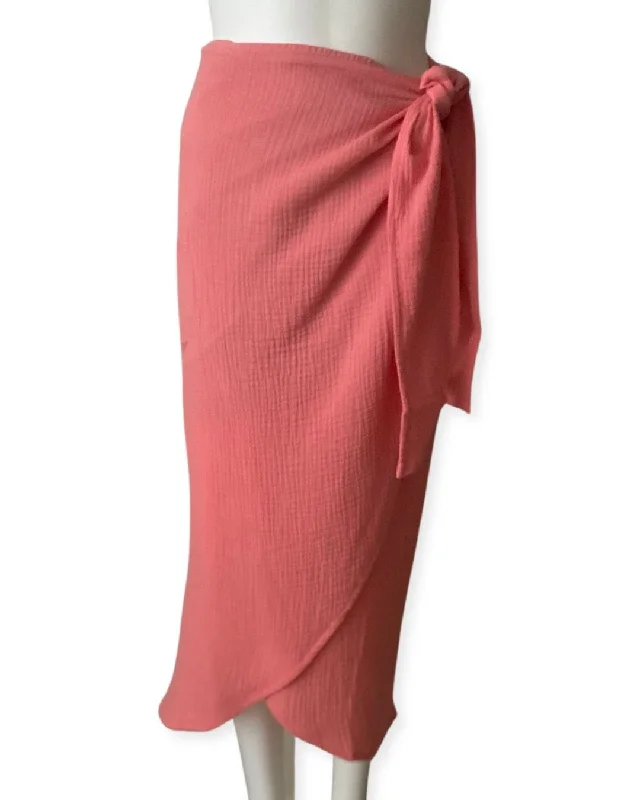 Tyra Tulip Skirt - Flamingo satin skirt smooth