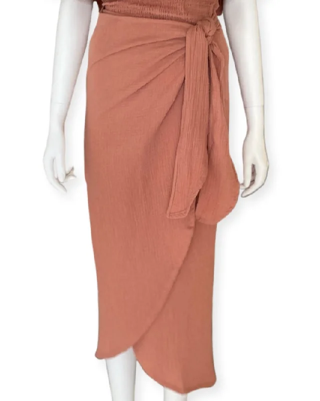 Tyra Tulip Skirt - Terracotta lace skirt delicate