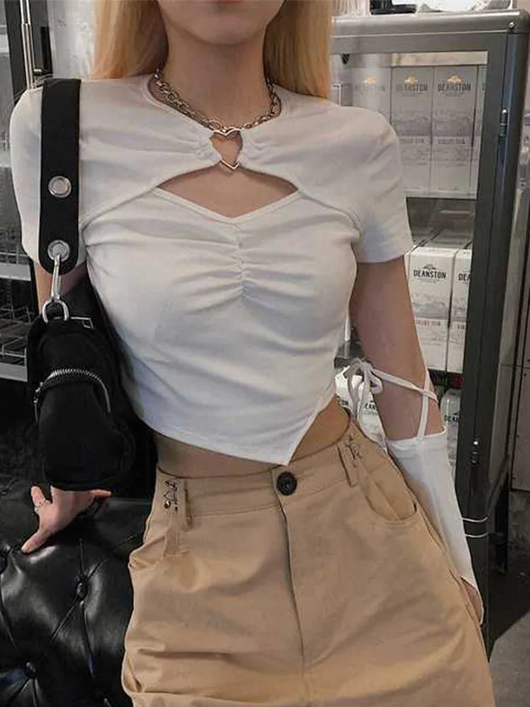 Women's Blouses Asymmetrical Hallow Out Tops Fashion Designer T-Shirts Chic Off-Shoulder Blouse Women's Blouses Asymmetrical Hallow Out Tops Fashion Designer T-Shirts Chic Off-Shoulder Blouse
